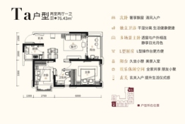 蓝光云报芙蓉园2室2厅1厨1卫建面76.43㎡