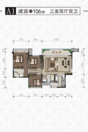 领地天屿观江府3室2厅1厨2卫建面106.00㎡