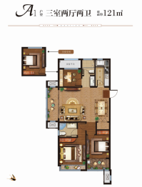 泰悦留园3室2厅1厨2卫建面121.00㎡