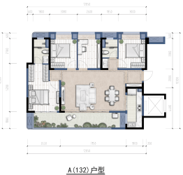 贵阳·融创城3室2厅1厨2卫建面132.00㎡