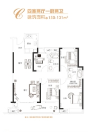 新城明昱4室2厅1厨2卫建面130.00㎡