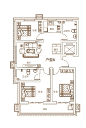 宏屹国际城3室2厅1厨2卫建面126.00㎡