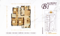 B1户型图140.25平（1#）