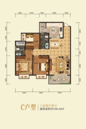 海棠嘉园3室2厅1厨2卫建面108.40㎡