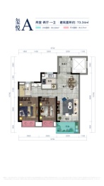 昆明金茂国际新城2室2厅1厨1卫建面73.34㎡