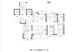 联发万科海上明月4室2厅1厨3卫建面165.00㎡