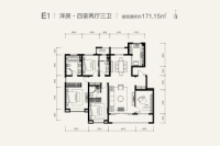 洋房E1户型图171.15㎡