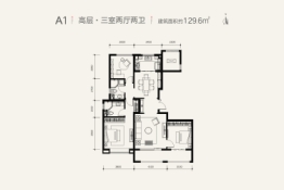 融创延安宸院3室2厅1厨2卫建面129.60㎡