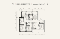 高层C1户型图174.51㎡