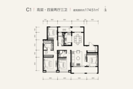 融创延安宸院4室2厅1厨3卫建面174.51㎡