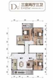 交建凤凰台3室2厅1厨3卫建面127.00㎡