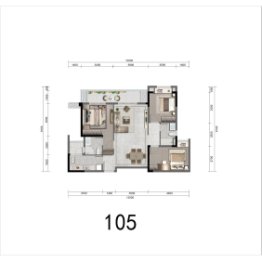 弘阳未崃时光3室2厅1厨2卫建面105.00㎡