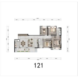 弘阳未崃时光4室2厅1厨2卫建面121.00㎡