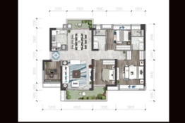 绿地杉禾田晶舍4室2厅1厨2卫建面123.00㎡