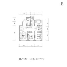 天保天成华境3室2厅1厨2卫建面112.00㎡