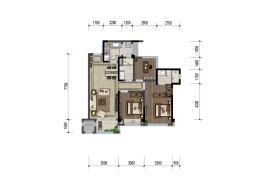 朗基香樾府3室2厅1厨2卫建面96.00㎡