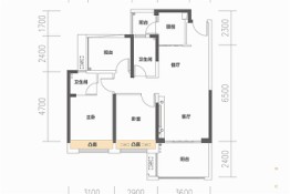 润金名苑2室2厅1厨2卫建面91.00㎡