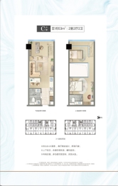 鼎创财富中心2室2厅2卫建面53.00㎡