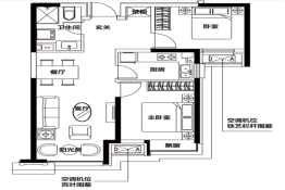 沈抚恒大生态小镇2室2厅1厨1卫建面84.00㎡