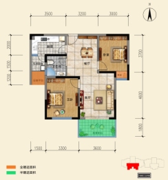 裕添·西雅鑫城2室2厅1厨1卫建面90.00㎡