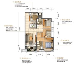 保利中央公馆3室2厅1厨2卫建面100.00㎡