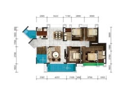 保利中央公馆5室2厅1厨2卫建面141.00㎡