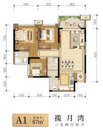 邦泰·天著3室2厅1厨2卫建面87.00㎡