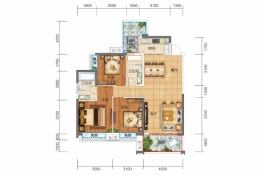 衡阳银泰城3室2厅1厨2卫建面112.00㎡