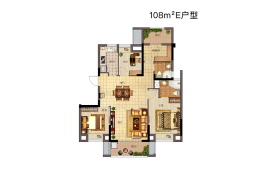 世茂福晟·钱隆大第4室2厅1厨2卫建面108.00㎡