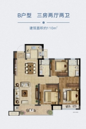 金科华地紫园3室2厅1厨2卫建面110.00㎡