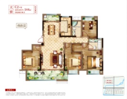 阜阳吾悦广场4室2厅1厨2卫建面144.00㎡