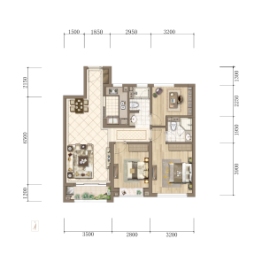 融创南开宸院3室2厅1厨2卫建面103.00㎡