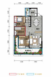 物格·未来城3室2厅1厨1卫建面99.36㎡