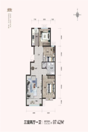 金山盛和3室2厅1厨1卫建面97.42㎡