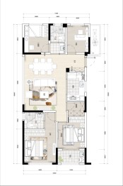 万达同心湾3室2厅1厨2卫建面118.00㎡