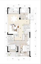 万达同心湾3室2厅1厨2卫建面110.00㎡