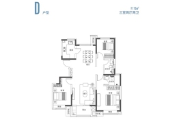 雅居乐津侨国际小镇3室2厅1厨2卫建面115.00㎡