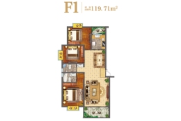 侨乡文化城3室2厅1厨2卫建面119.71㎡