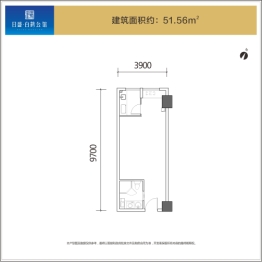 日盛白鹤公馆1室1厅1厨1卫建面51.56㎡