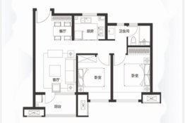 海信·凤台世家2室2厅1厨1卫建面88.00㎡