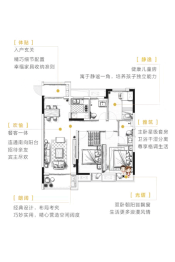 融信碧桂园金地国贸·九棠3室2厅1厨2卫建面108.00㎡