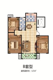 鸿泰·花漾城四期3室2厅1厨1卫建面123.00㎡