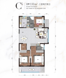 双池花园3室2厅1厨2卫建面133.00㎡