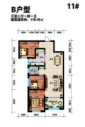 兰雅亲河湾3室2厅1厨1卫建面110.40㎡