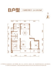 中煦春风十里3室2厅1厨2卫建面119.53㎡