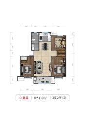 龙盛西园3室2厅1卫建面110.00㎡