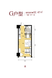 金色河畔公寓1室1厅1厨1卫建面52.47㎡