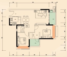 保利·阳光城2室2厅1厨1卫建面87.00㎡