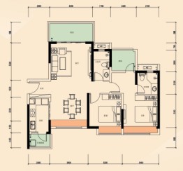 保利·阳光城2室2厅1厨2卫建面102.00㎡