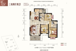 万润·滨江天著3室2厅1厨2卫建面122.00㎡